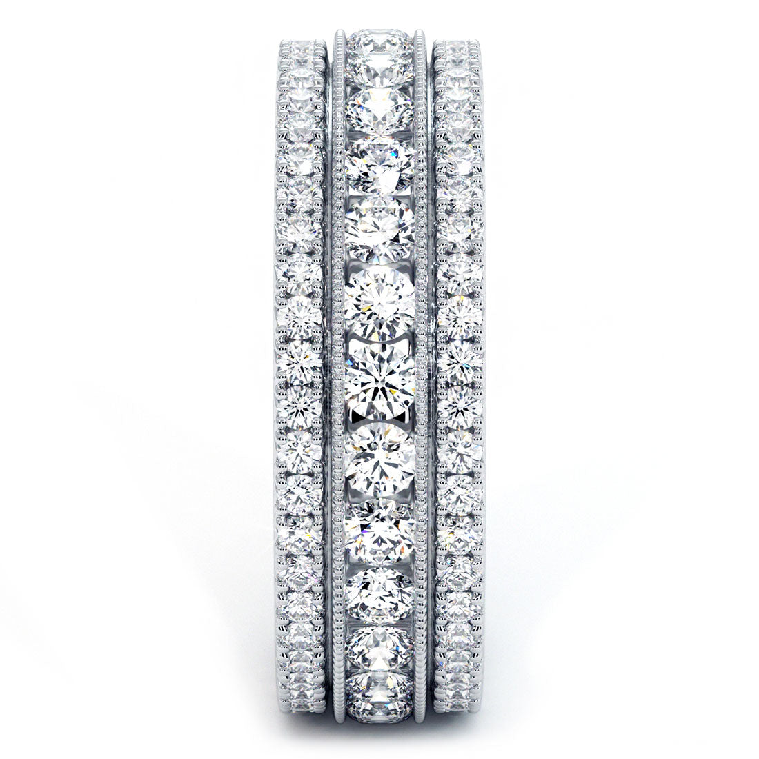 Gypsophila Round Cut Triple Row Moissanite Diamond Eternity Band