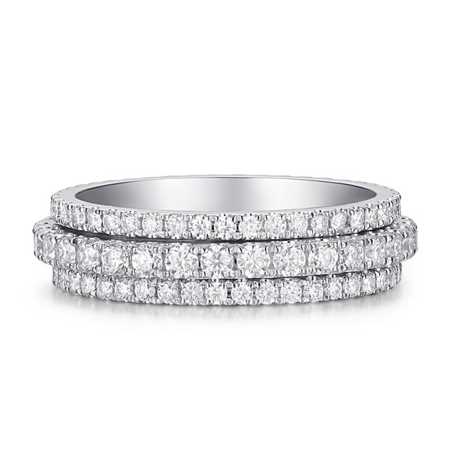 3 Row Domed Round Moissanite Diamond Eternity Band