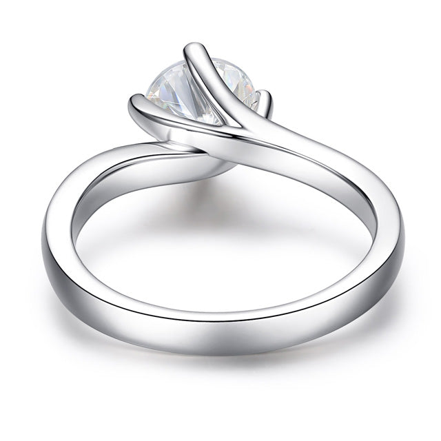 Moissanite Modern Bypass Solitaire Ring Sterling Silver
