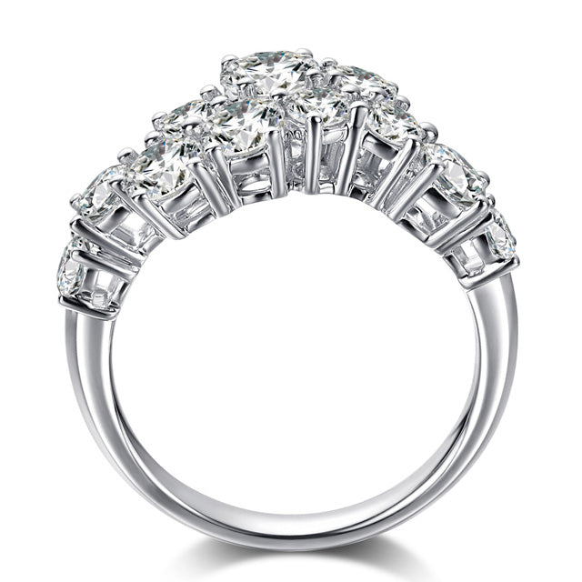 Unique Moissanite Engagement Ring with Side Stone Design