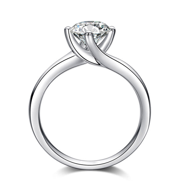 Moissanite Modern Bypass Solitaire Ring Sterling Silver