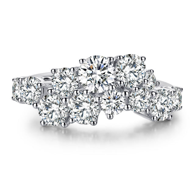 Unique Moissanite Engagement Ring with Side Stone Design