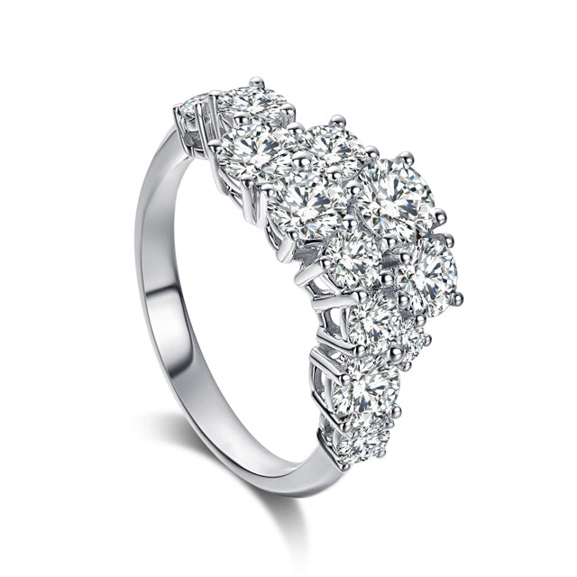 Unique Moissanite Engagement Ring with Side Stone Design
