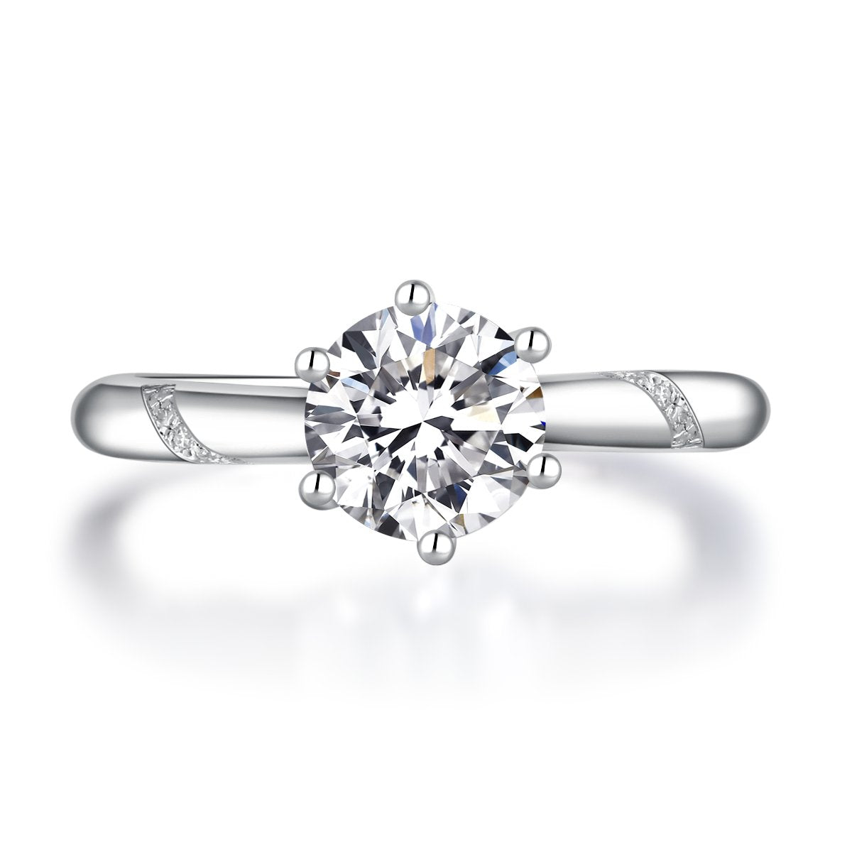 Round Cut Moissanite Solitaire Engagement Ring Sterling Silver
