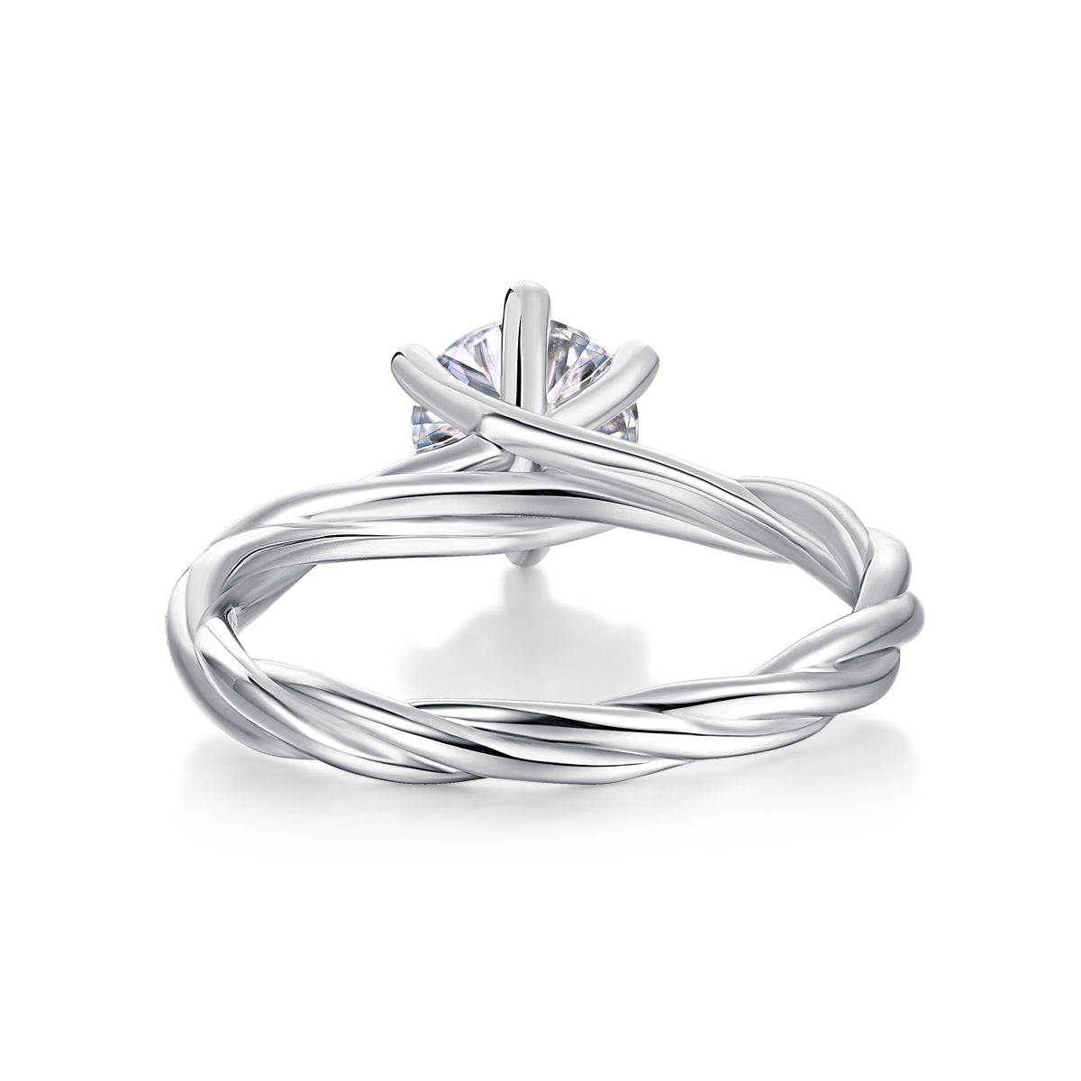 Asscher Cut Moissanite Diamond Engagement Ring Sterling Silver