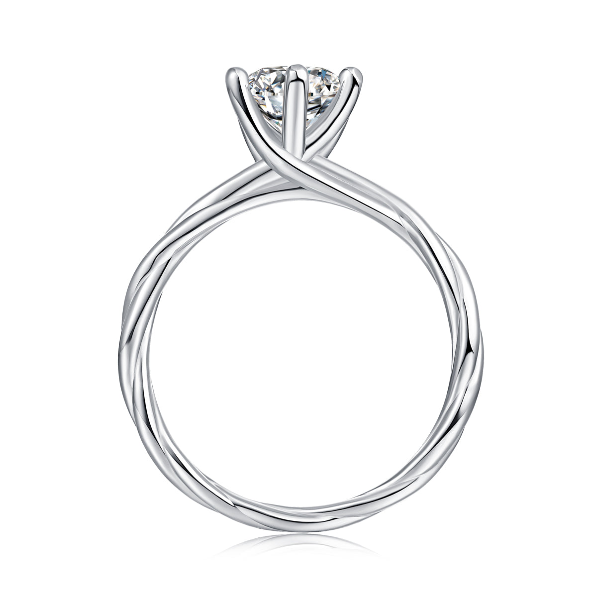 Asscher Cut Moissanite Diamond Engagement Ring Sterling Silver