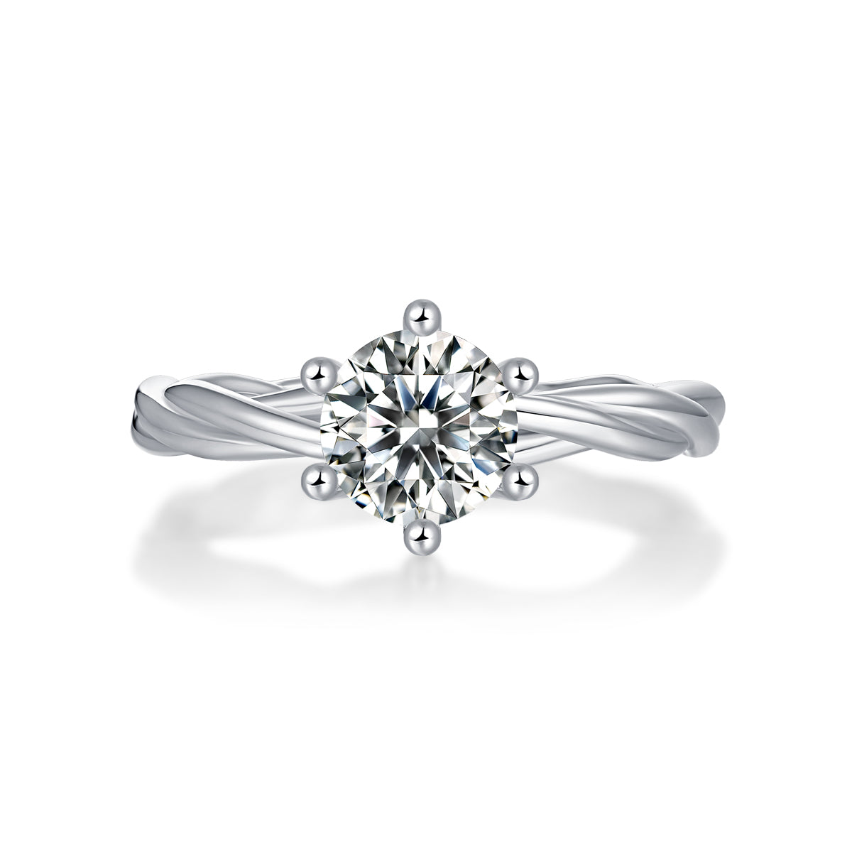 Asscher Cut Moissanite Diamond Engagement Ring Sterling Silver