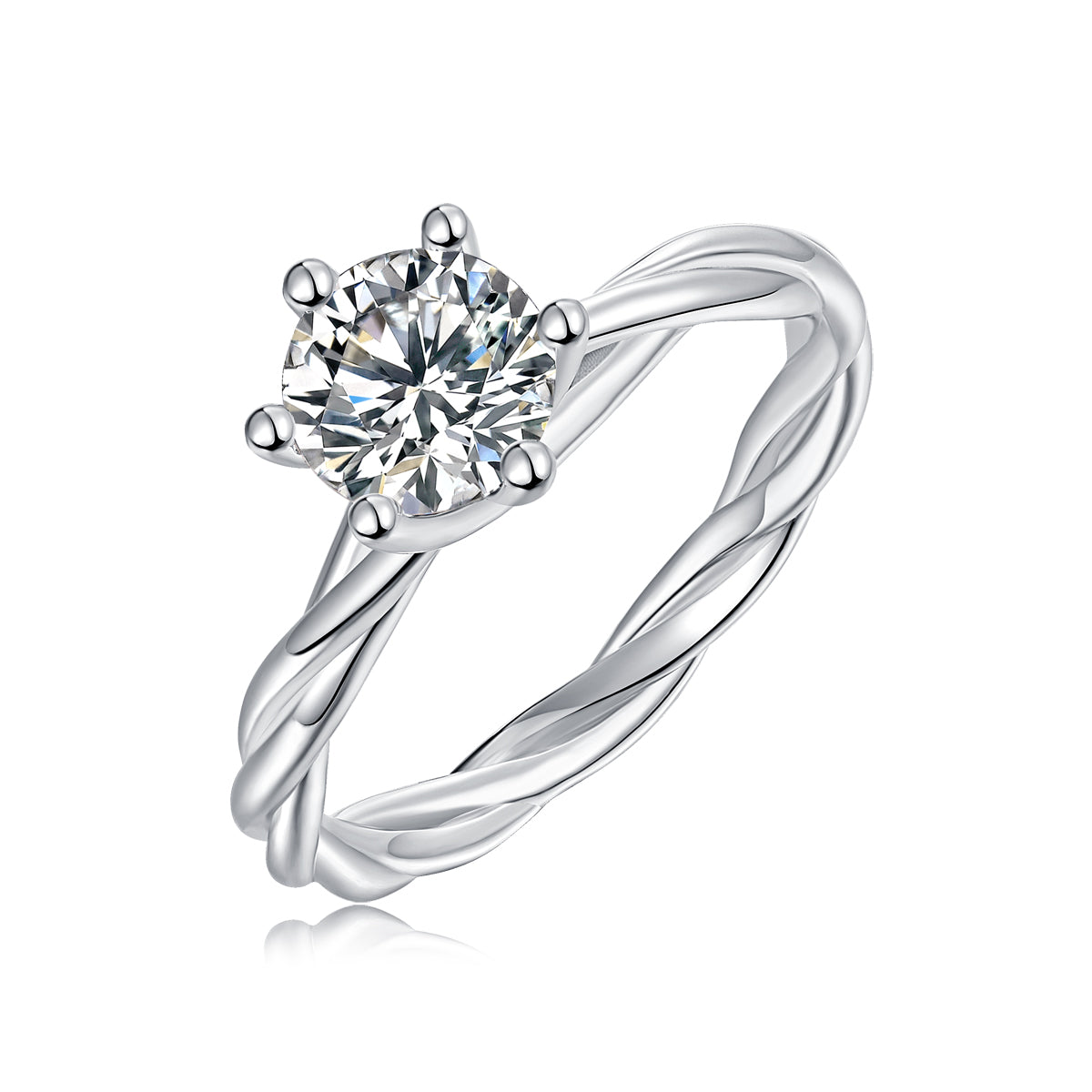 Asscher Cut Moissanite Diamond Engagement Ring Sterling Silver