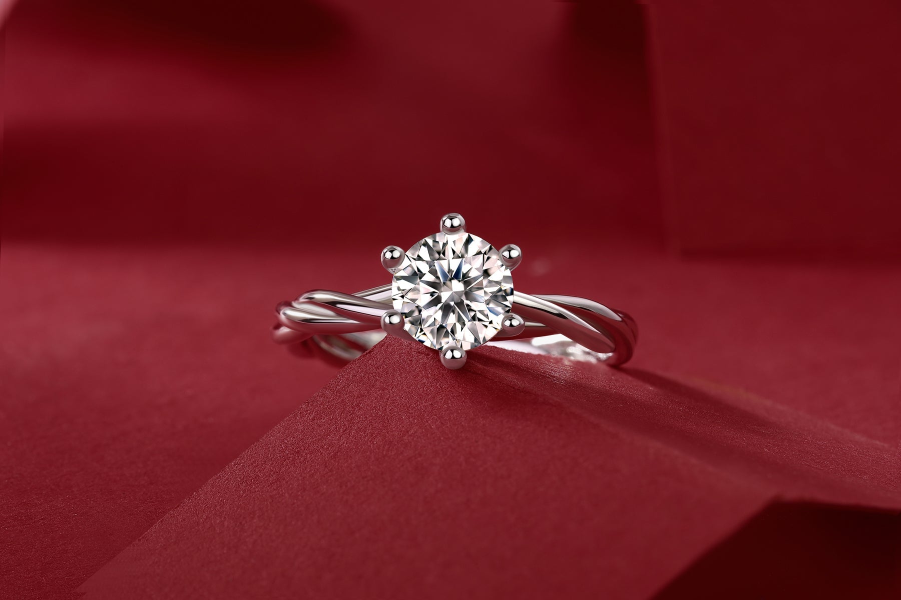 Asscher Cut Moissanite Diamond Engagement Ring Sterling Silver