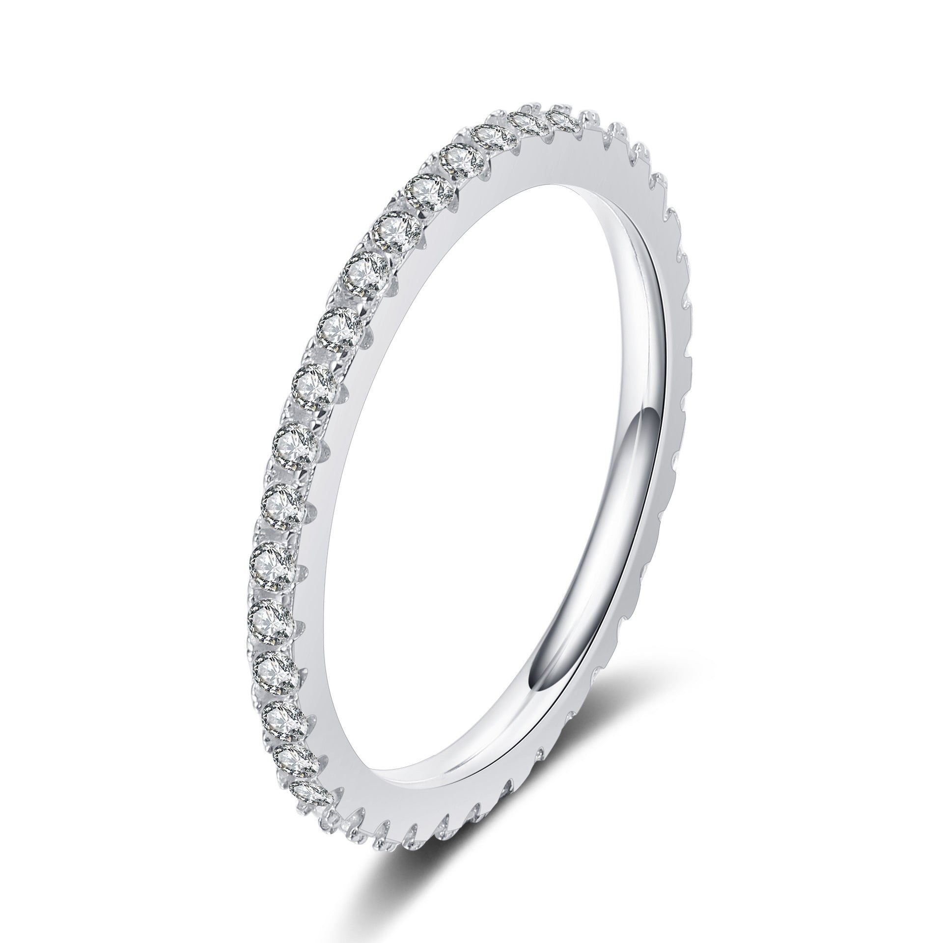 Casun Accented Moissanite Diamond Wedding Band