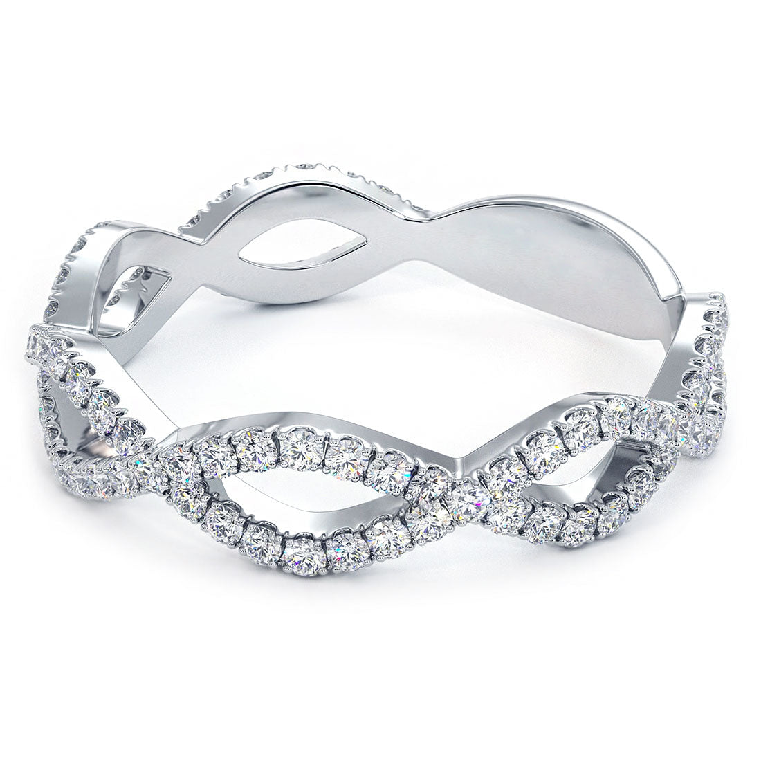 Round Moissanite Diamond Infinity Style Eternity Ring
