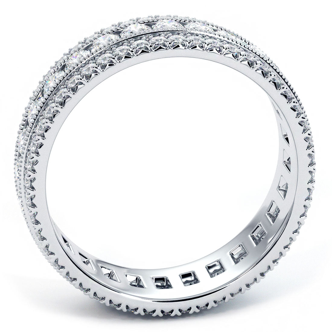 Gypsophila Round Cut Triple Row Moissanite Diamond Eternity Band