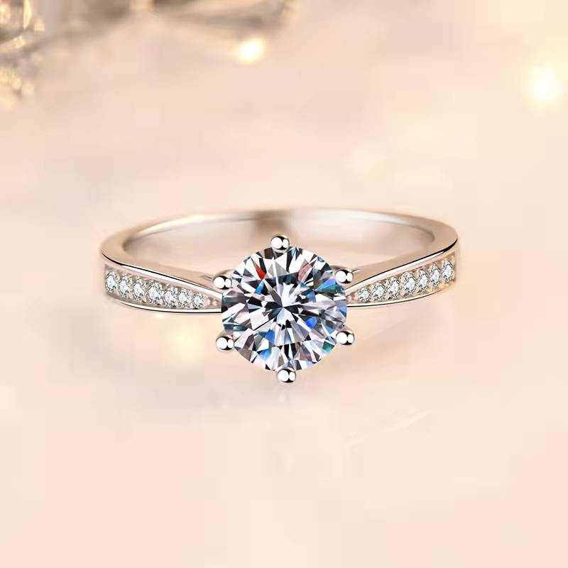 Classic Round Cut Moissanite Diamond Solitaire Engagement Ring