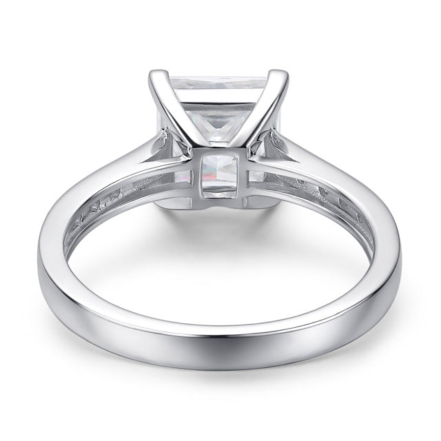 Princess Cut Moissanite Diamond Engagement Ring Sterling Silver