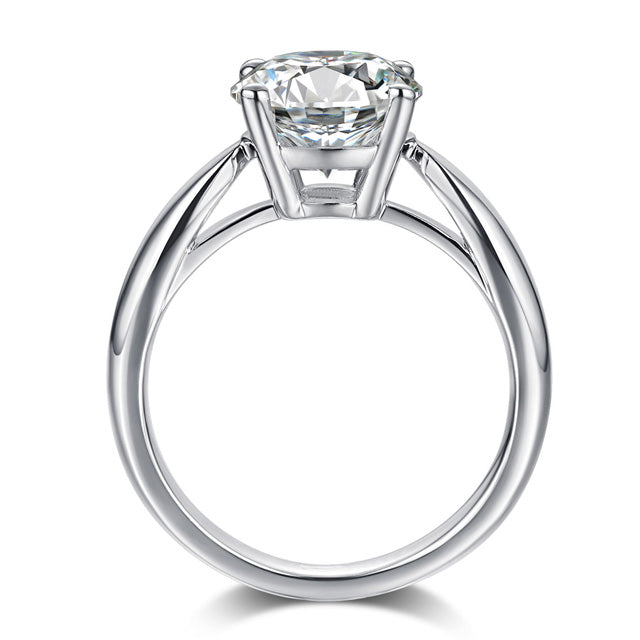 Round Cut Moissanite Solitaire Engagement Ring Sterling Silver