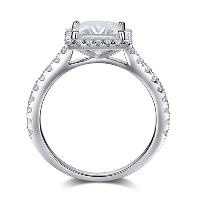 Angelic Princess Cut Halo Moissanite Diamond Engagement Ring