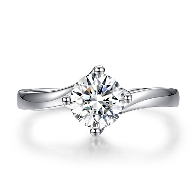 Moissanite Modern Bypass Solitaire Ring Sterling Silver