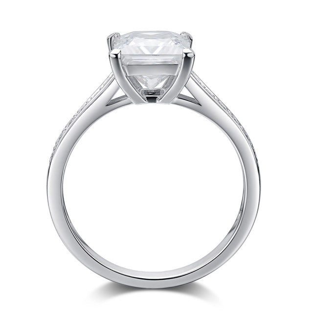 Princess Cut Moissanite Diamond Engagement Ring Sterling Silver