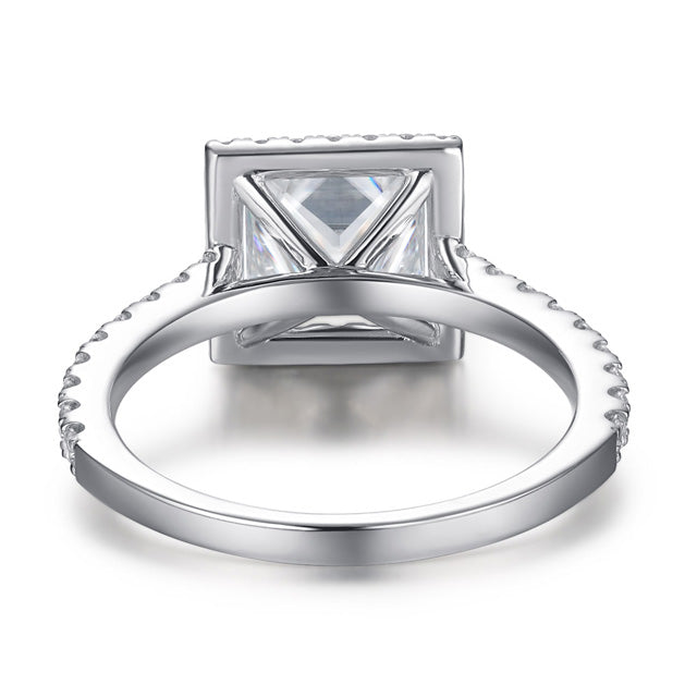 Angelic Princess Cut Halo Moissanite Diamond Engagement Ring