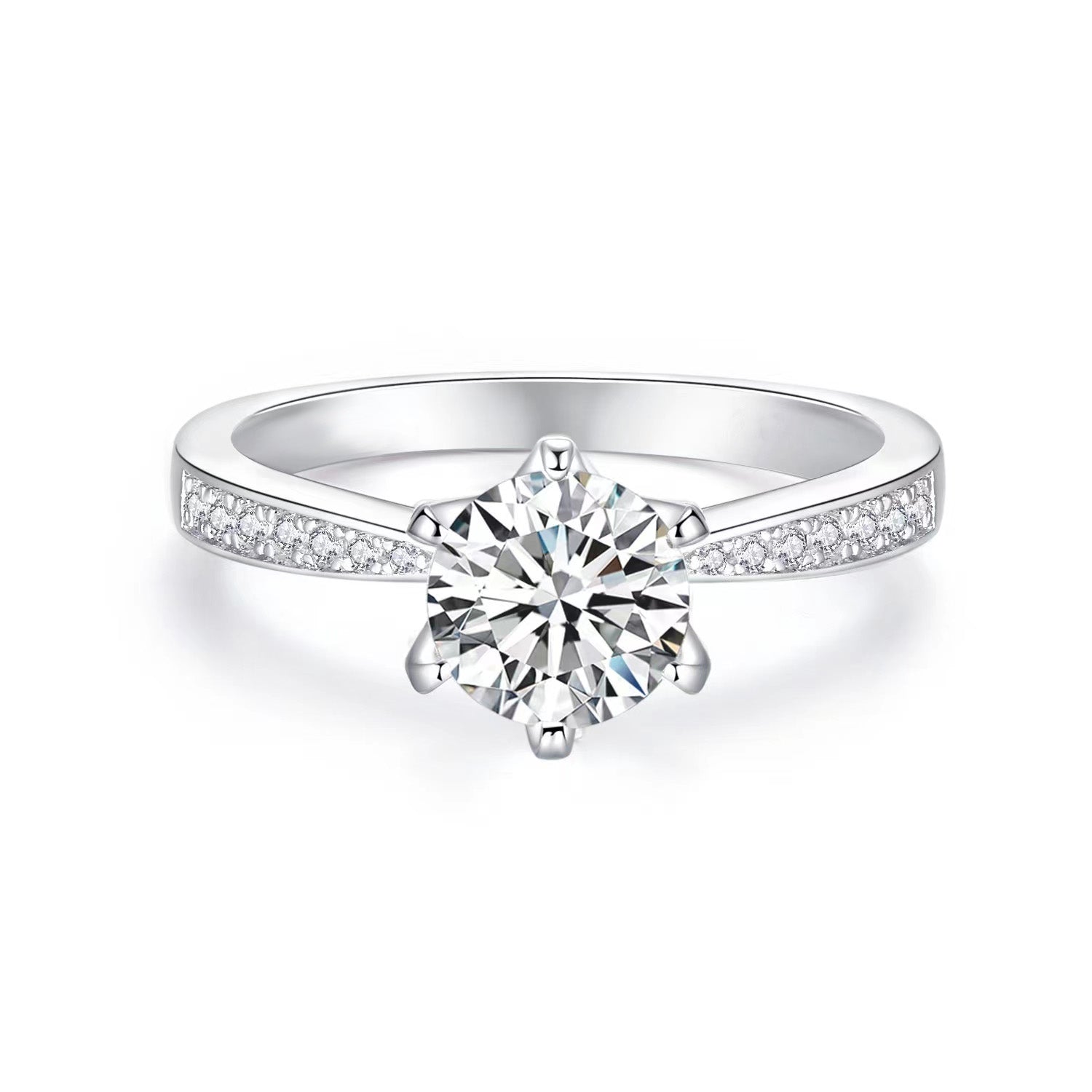 Classic Round Cut Moissanite Diamond Solitaire Engagement Ring