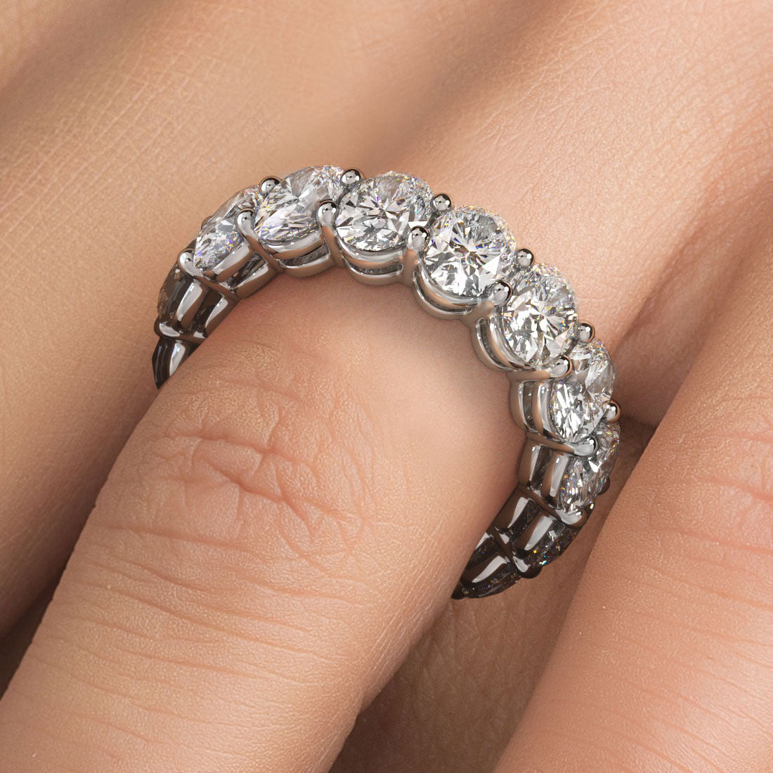 Oval Shaped Moissanite Diamond Eternity Wedding Ring