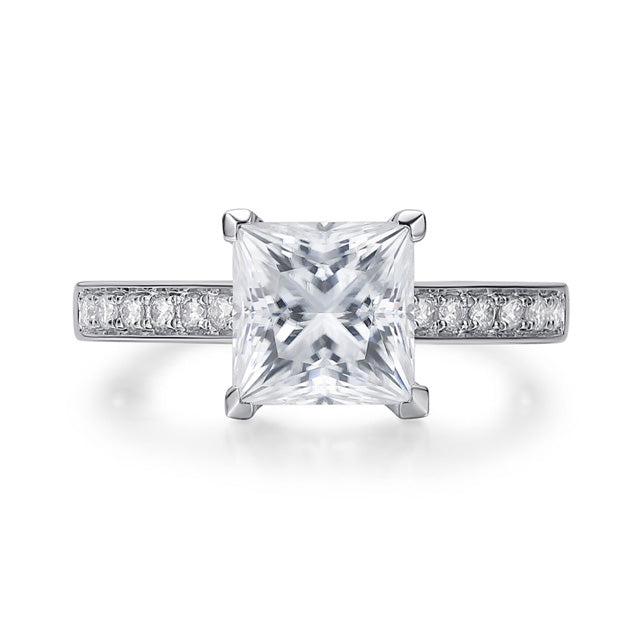 Angelic Princess Cut Moissanite Diamond Engagement Ring