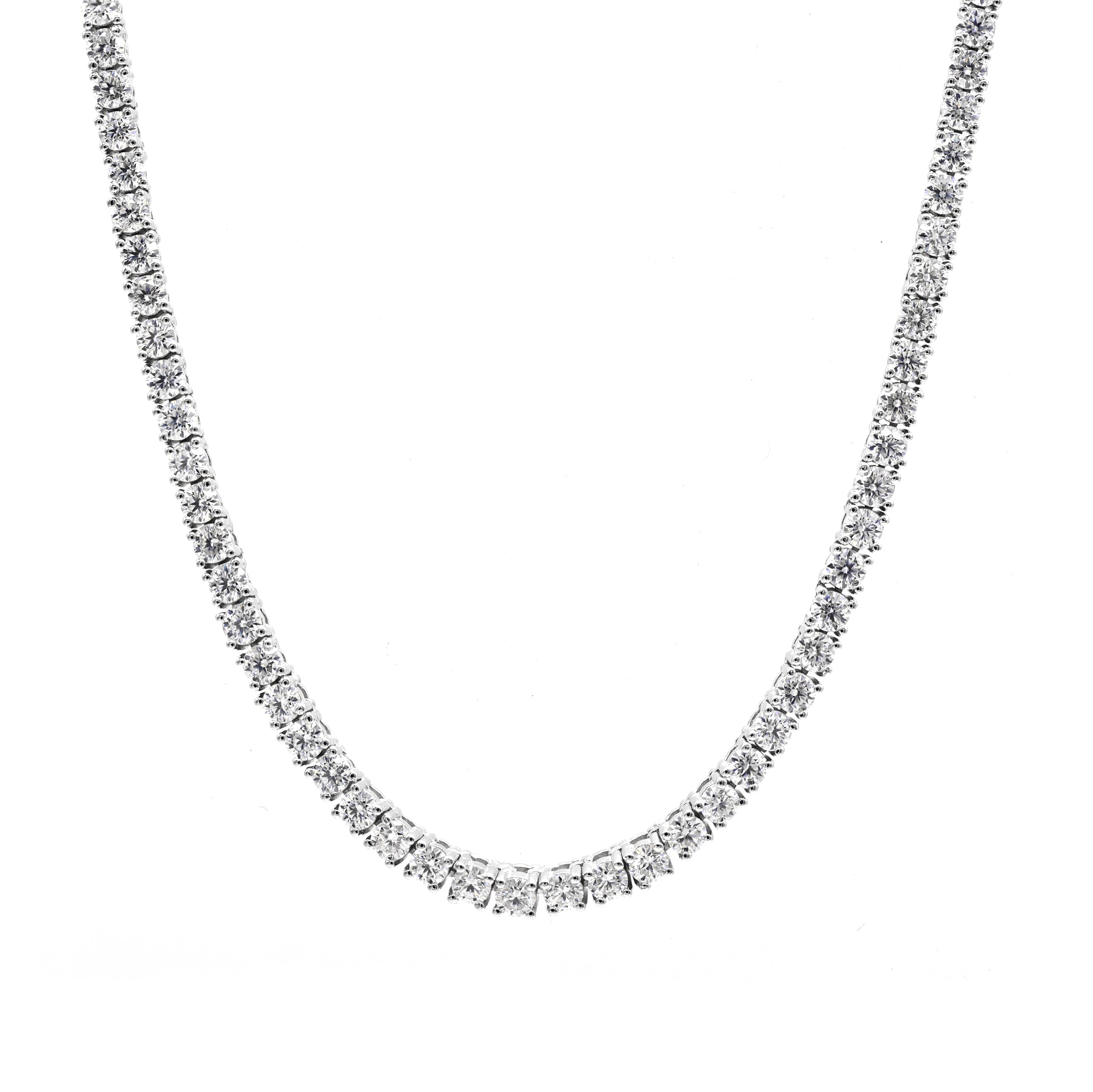 Tennis Necklace 4-Prong Round Brilliant Moissanite Sterling Silver