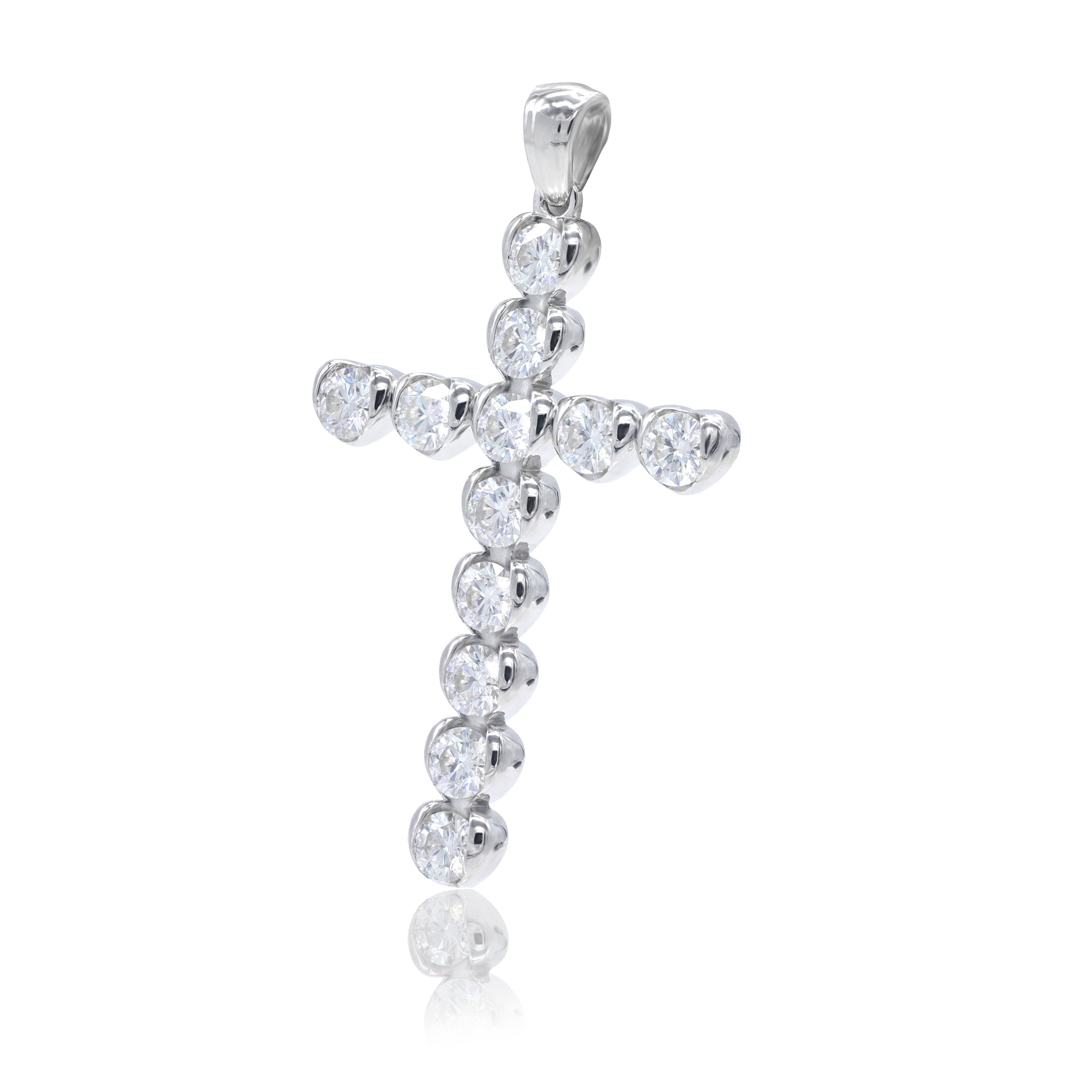 Round moissanite diamond Cross Pendant