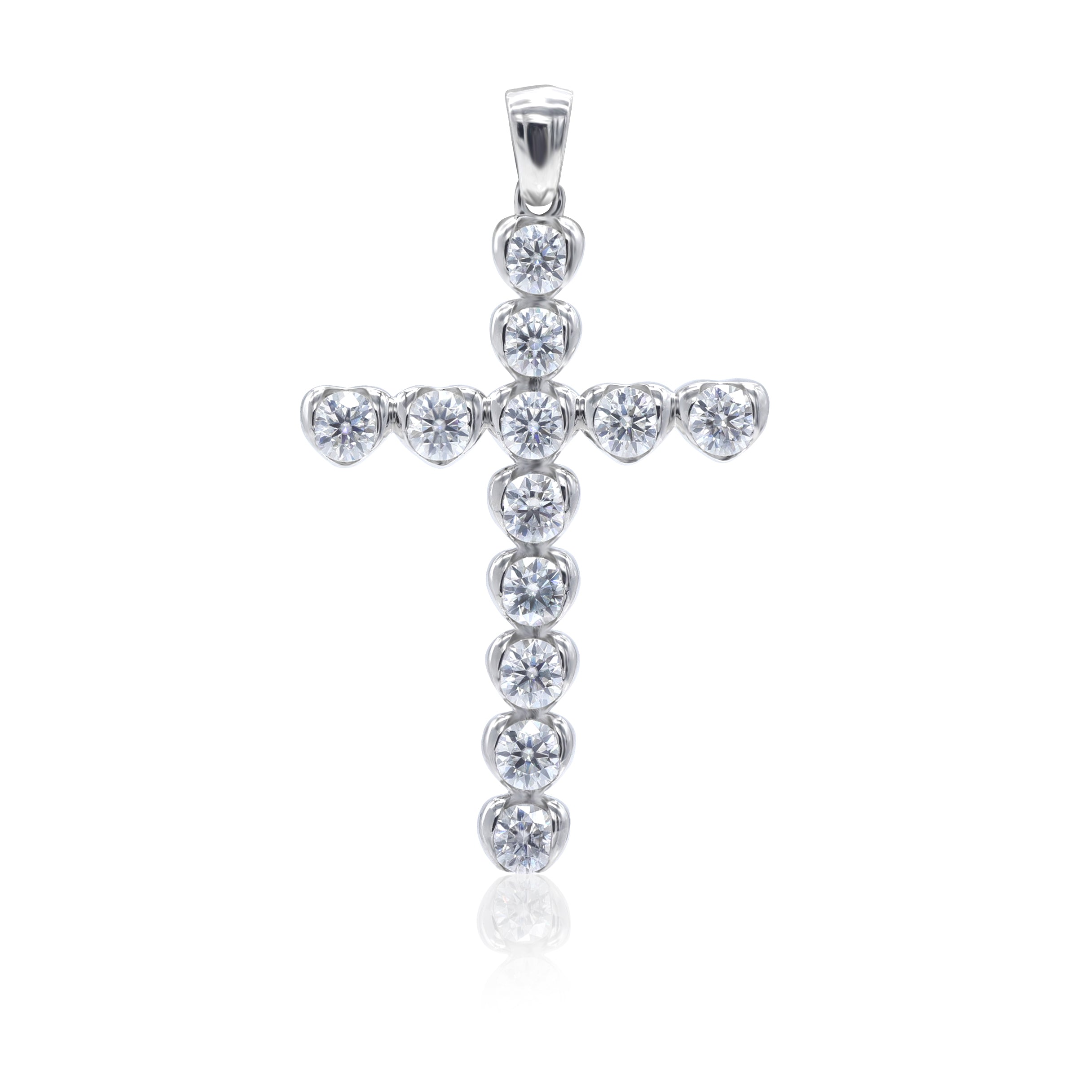 Round moissanite diamond Cross Pendant