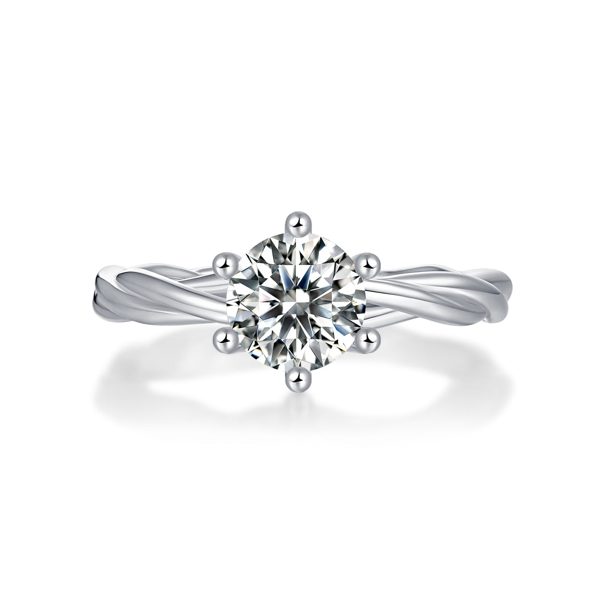 Asscher Cut Moissanite Diamond  Engagement Ring Sterling Silver