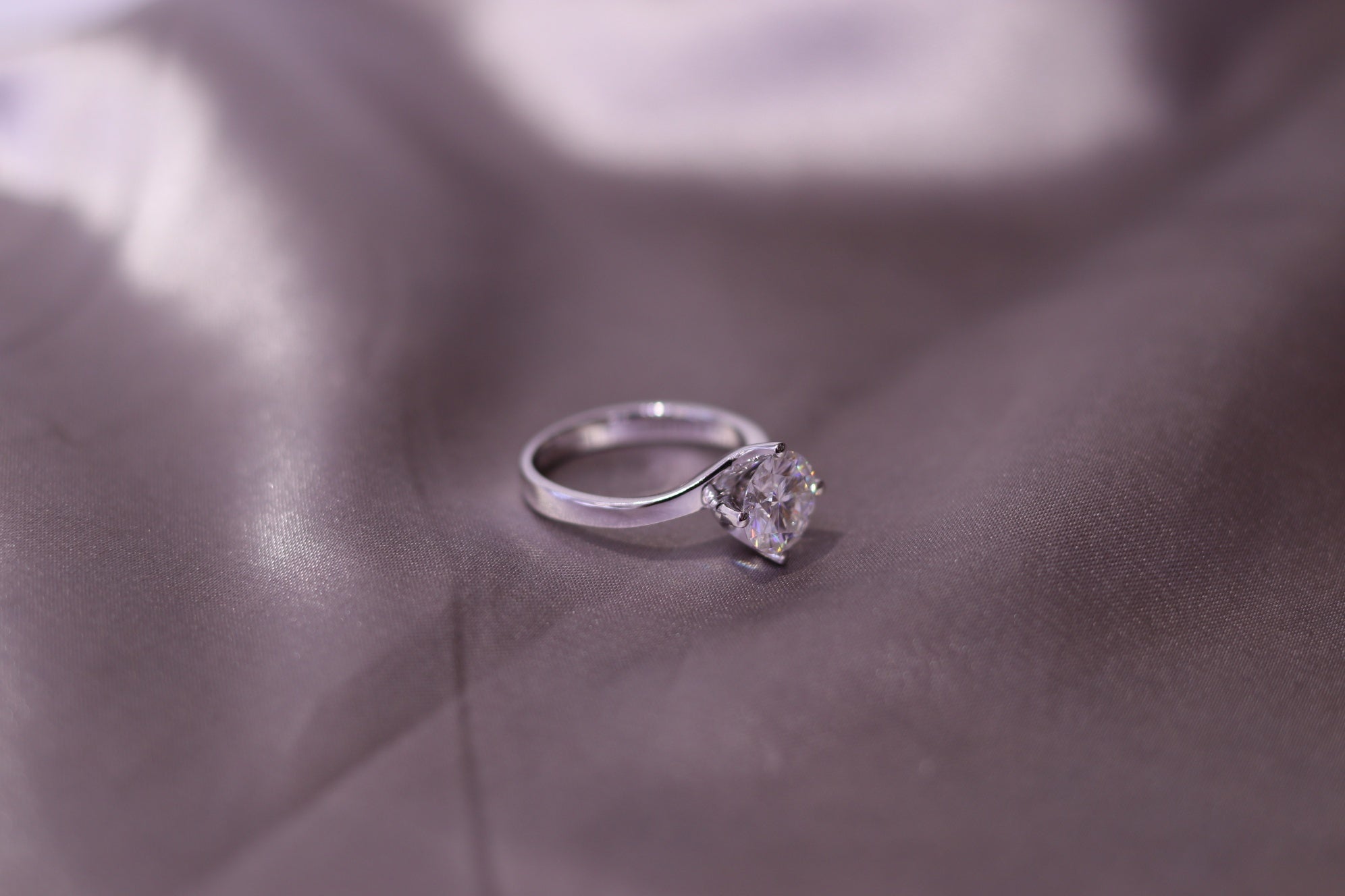 Moissanite Modern Bypass Solitaire Ring