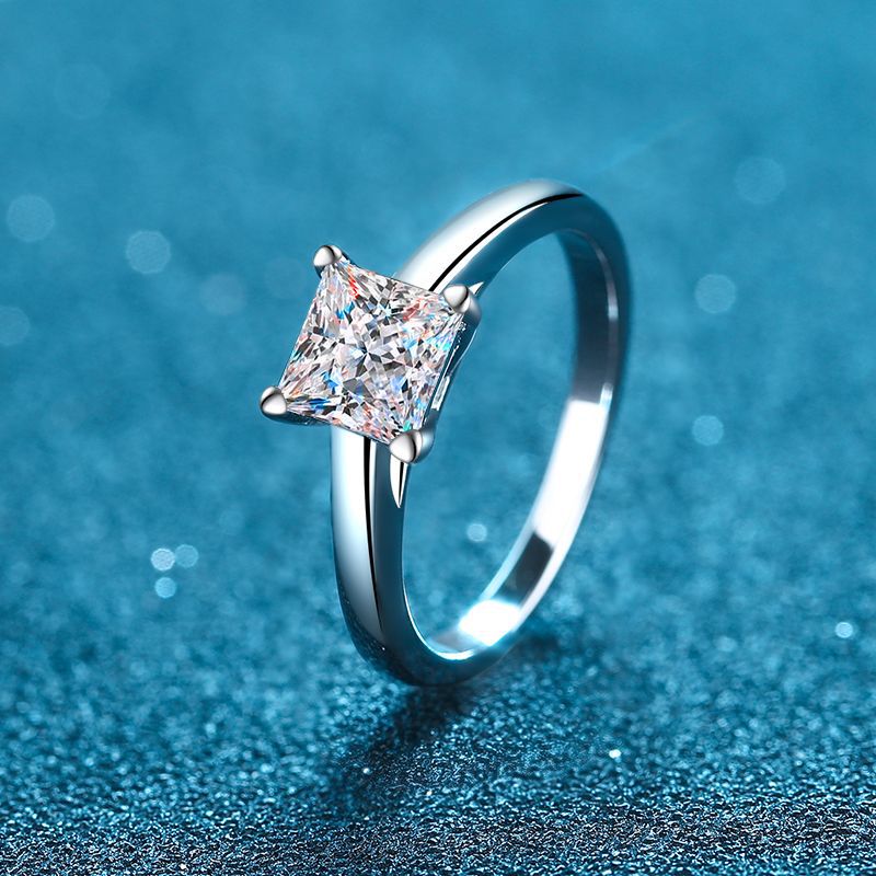 Tapered Classic Princess Cut Moissanite Solitaire Engagement Ring