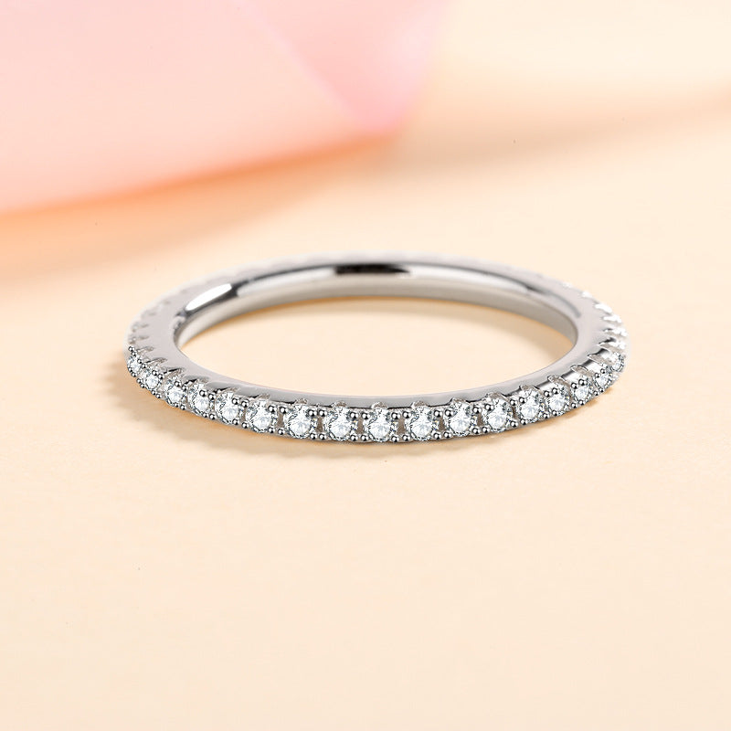 Casun Accented Moissanite Diamond Wedding Band