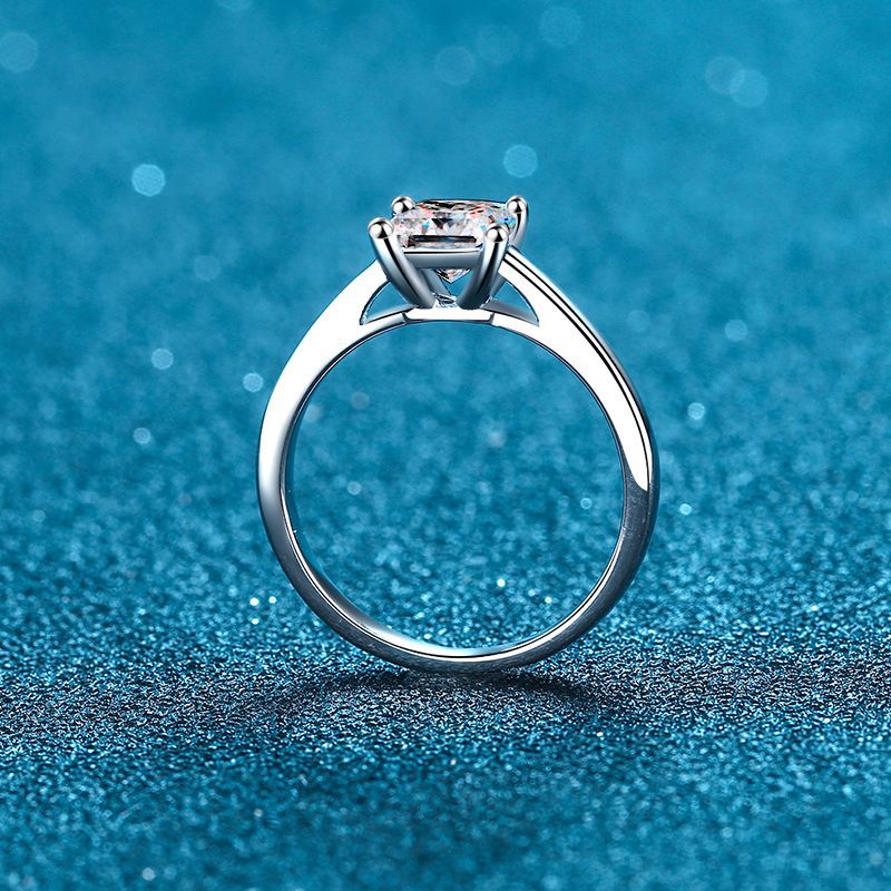 Tapered Classic Princess Cut Moissanite Solitaire Engagement Ring