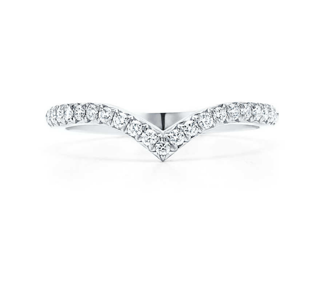 Luxe Chevron Accented Band Moissanite Diamond Wedding Rings