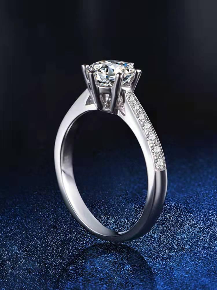 Classic Round Cut Moissanite Diamond Solitaire Engagement Ring