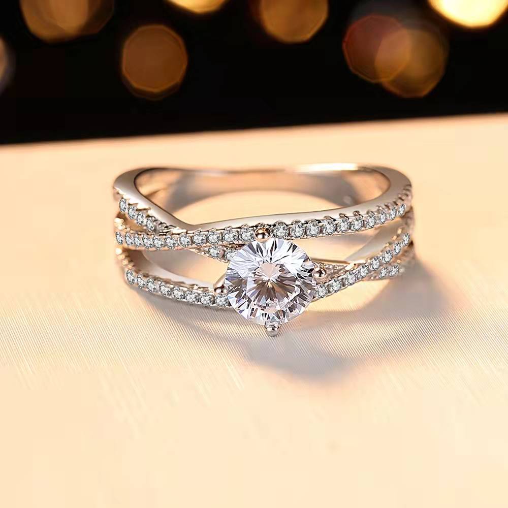 Round Brilliant Moissanite Multi-Band Engagement Ring